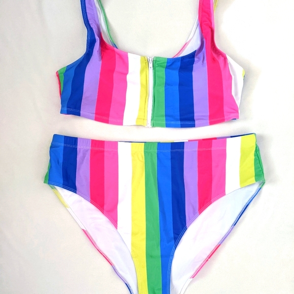 FOREVER 21 Rainbow PRIDE Bikini NWOT - Picture 1 of 9